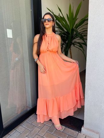Vestido Nathalia Laranja - 8062 - Rebeca Azevedo
