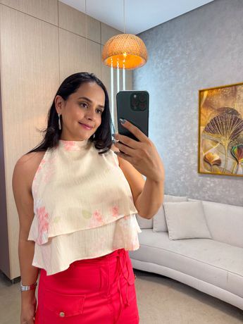 Blusa Helo Off Flor - 6067 - Rebeca Azevedo