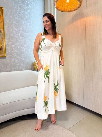 Vestido Grécia Off Estampado - 5087 - Rebeca Azevedo
