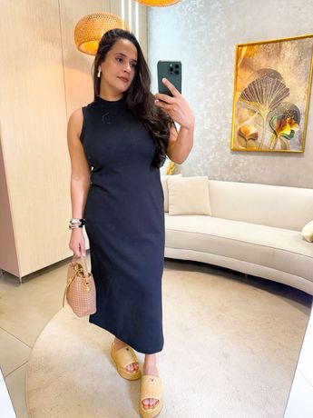 Vestido Midi Preto - 5037 - Rebeca Azevedo