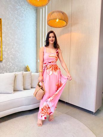Vestido Dubai Rosa Flor - 5046 - Rebeca Azevedo