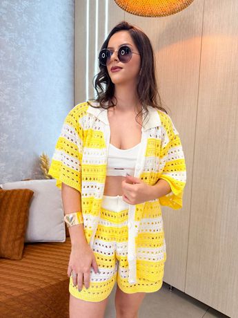 Saída de Praia Maldivas Tricot Amarelo - 4056 - Rebeca Azevedo
