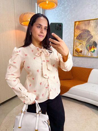 Camisa Melancia Manga Princesa Nude - 4008 - Rebeca Azevedo