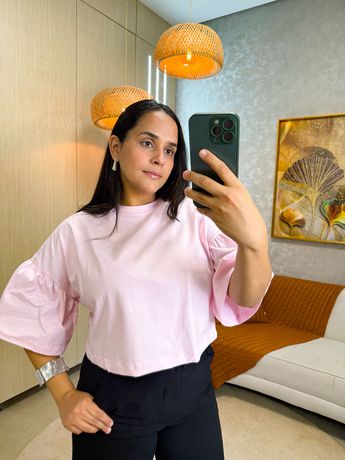 Cropped Hering Rosa Bebê - 4011 - Rebeca Azevedo