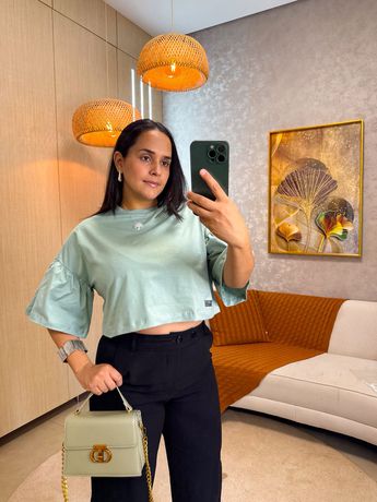 Cropped Hering Verde - 4012 - Rebeca Azevedo