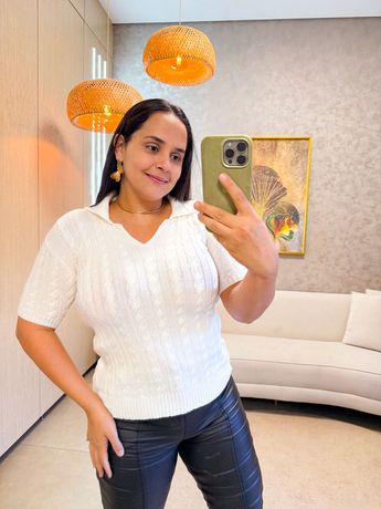 Tricot Gola Polo Branca - 3340 - Rebeca Azevedo