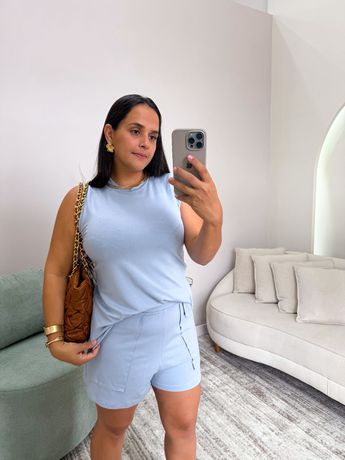 Conjunto Bianca Moletinho Azul Bebê - 8257 - Rebeca Azevedo