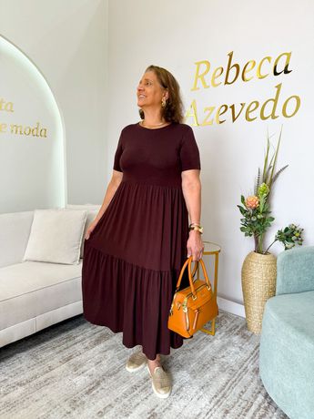 Vestido Rute Marrom - 8284 - Rebeca Azevedo