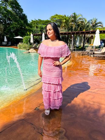 Vestido Manuela Rosa bebê - 1333 - Rebeca Azevedo