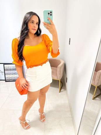 Cropped Mimosa laranja - 829 - Rebeca Azevedo