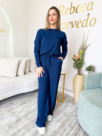 Conjunto Jade Azul Moletinho - 8298 - Rebeca Azevedo