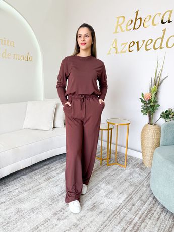 Conjunto Jade Marrom Moletinho - 8296 - Rebeca Azevedo