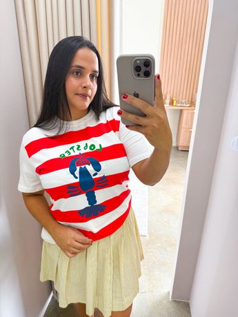 T shirt Lagosta Vermelha - 8307 - Rebeca Azevedo