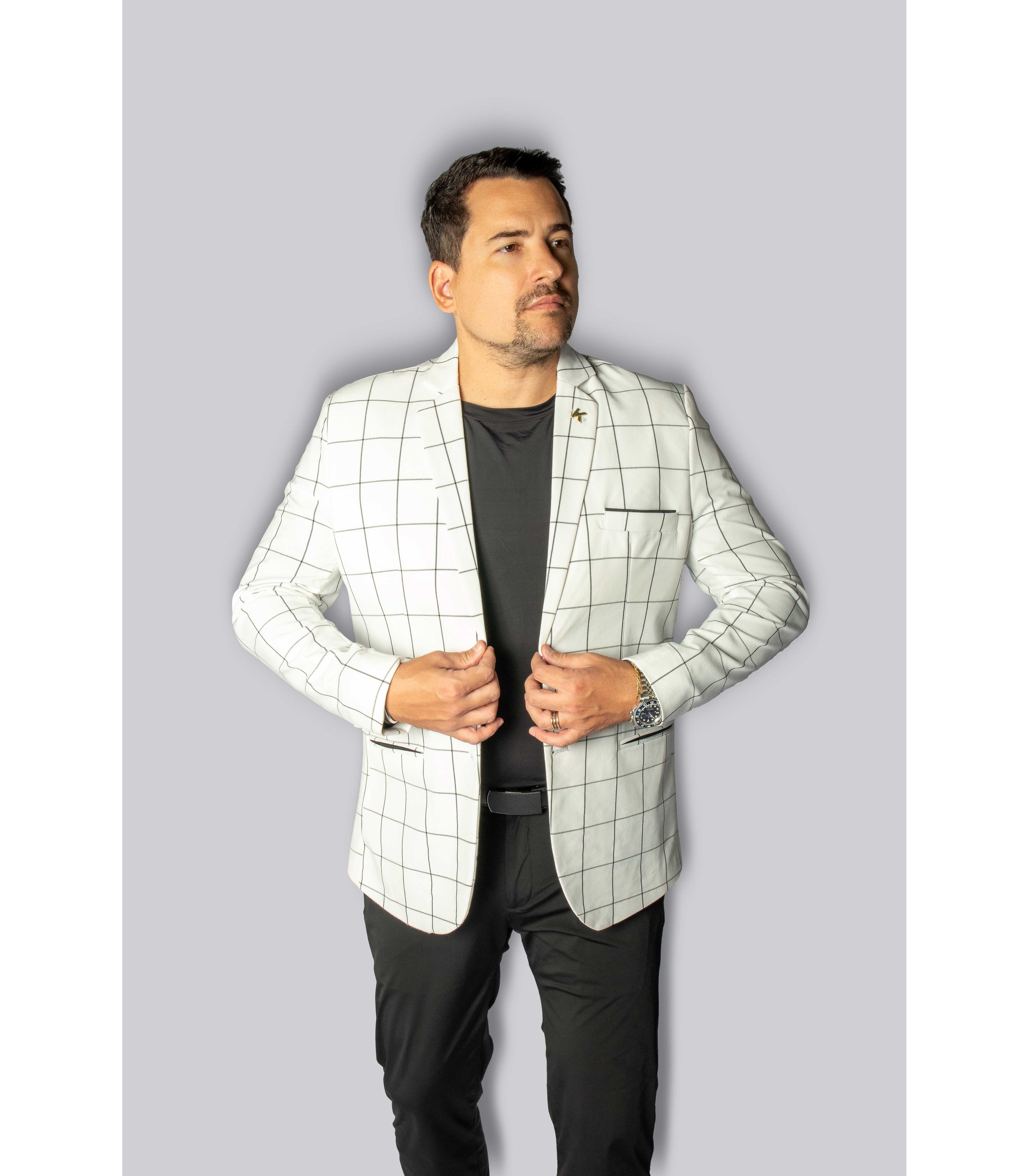 BLAZER BRANCO QUADRICULADO - King Ternos