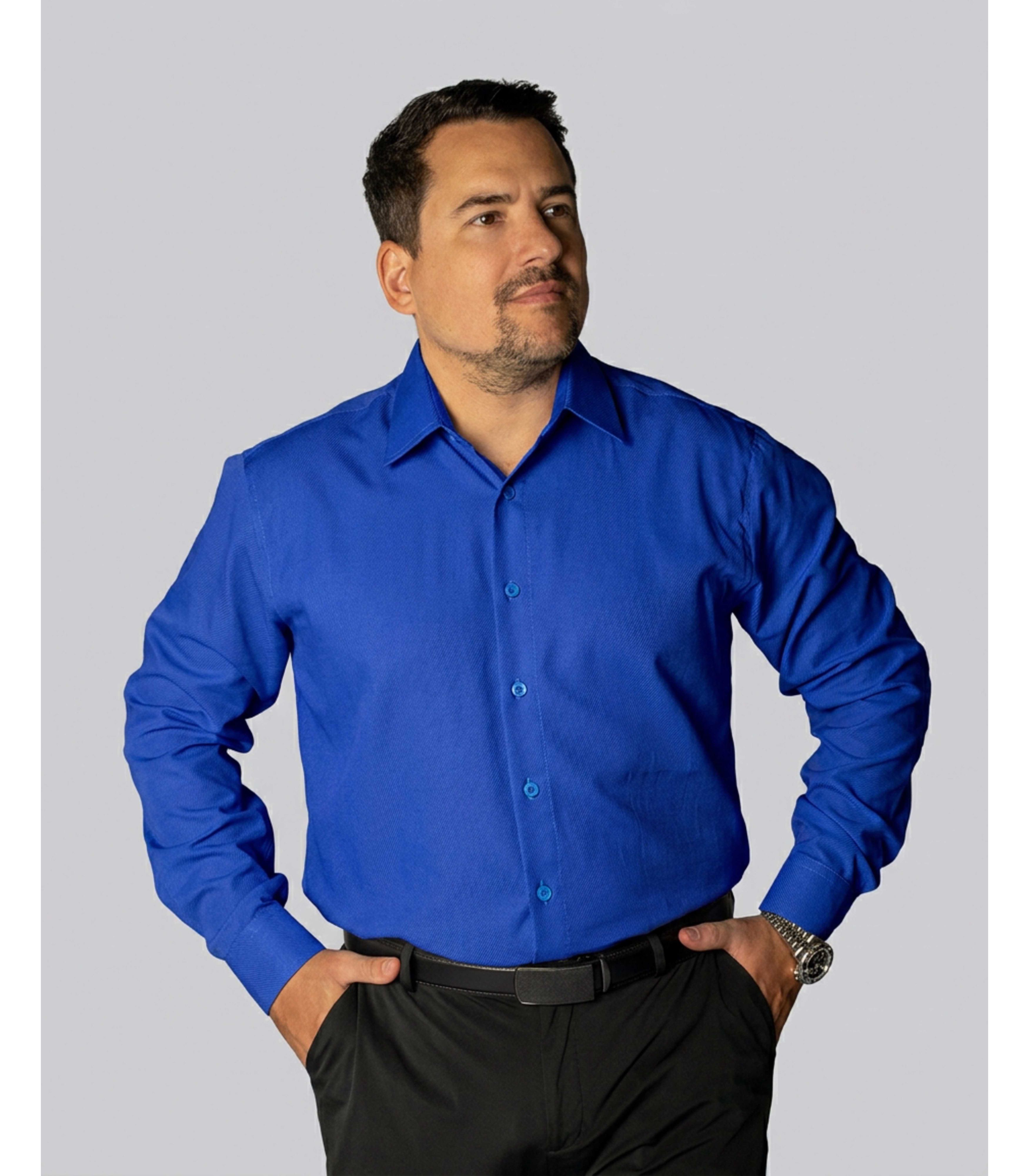 Camisa Social Azul Royal Slim Manga Longa - King T... - King Ternos