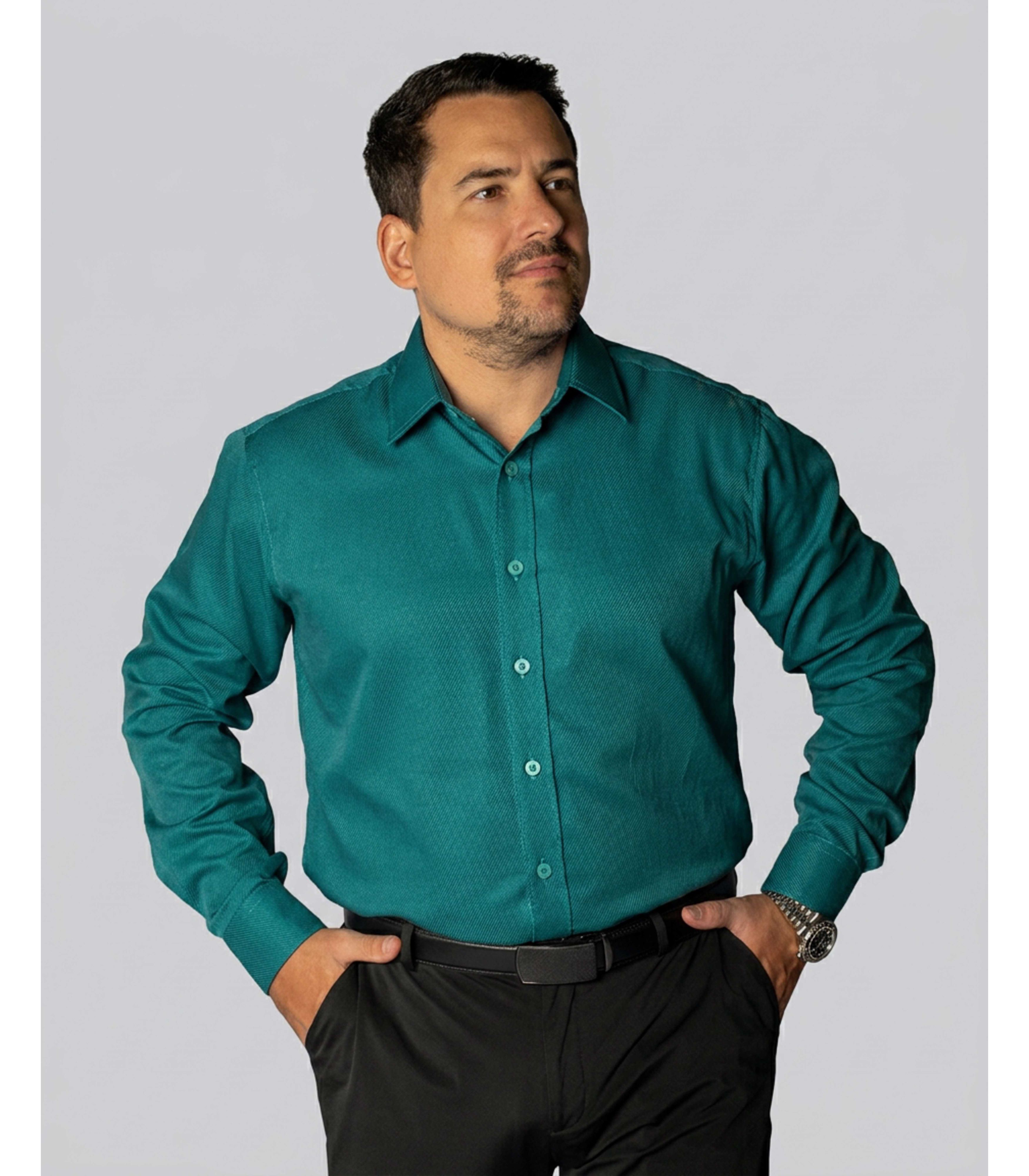Camisa Social Verde Slim Manga Longa - King Ternos - King Ternos