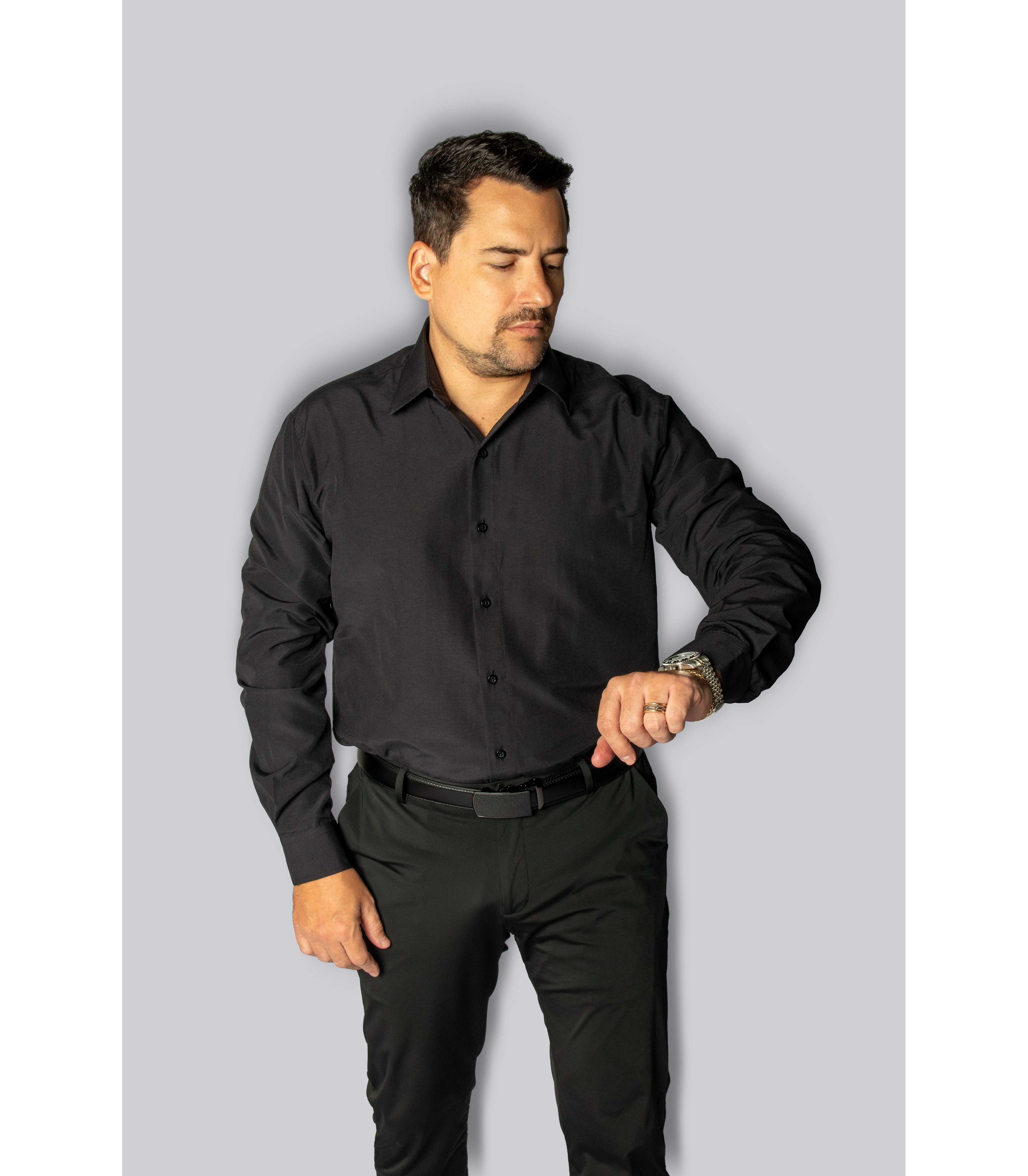 Camisa Social preta Slim Manga Longa - King Ternos - King Ternos