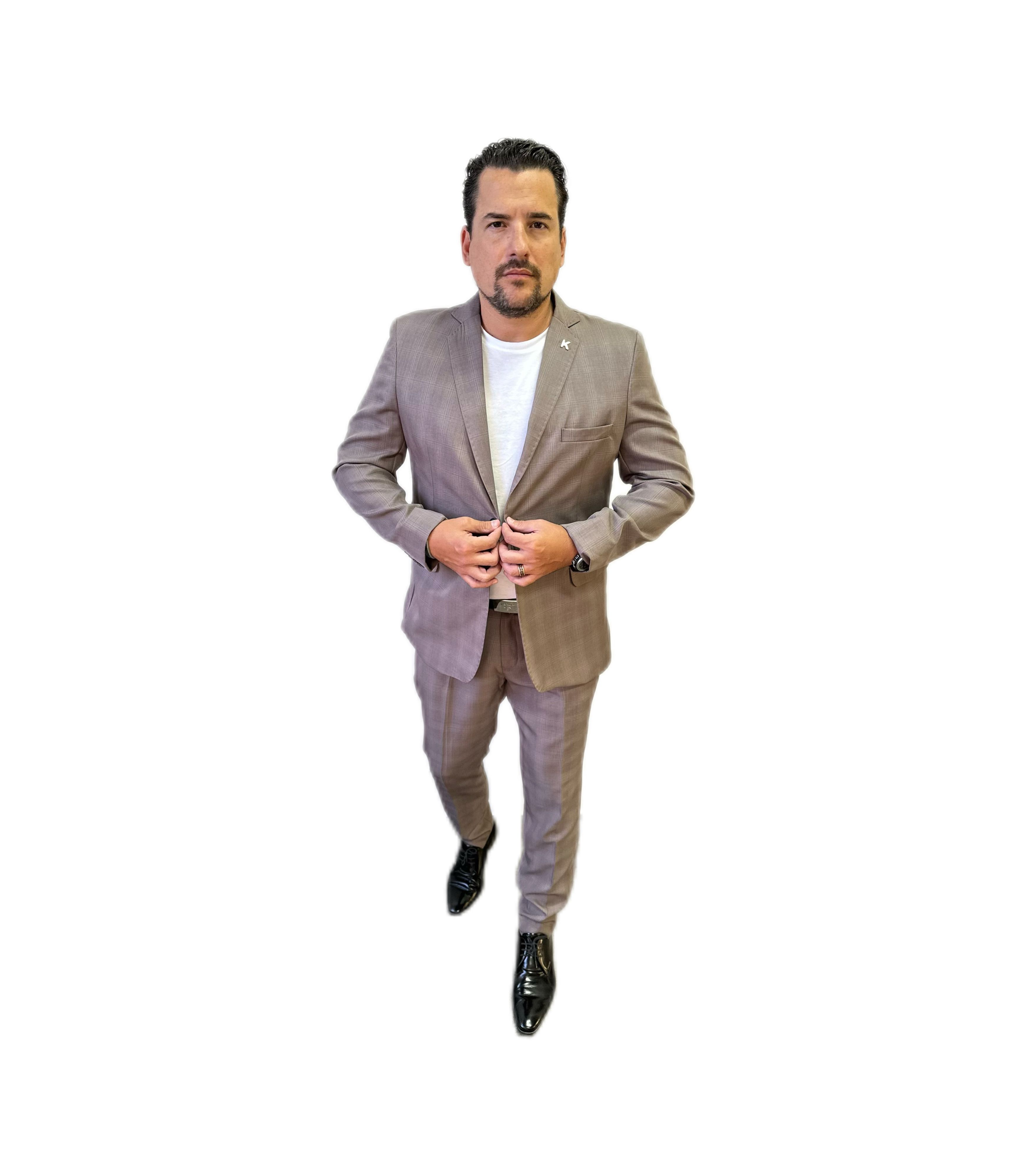 Costume Príncipe de Gales Marrom em Poliviscose - Coleção Italy King Ternos