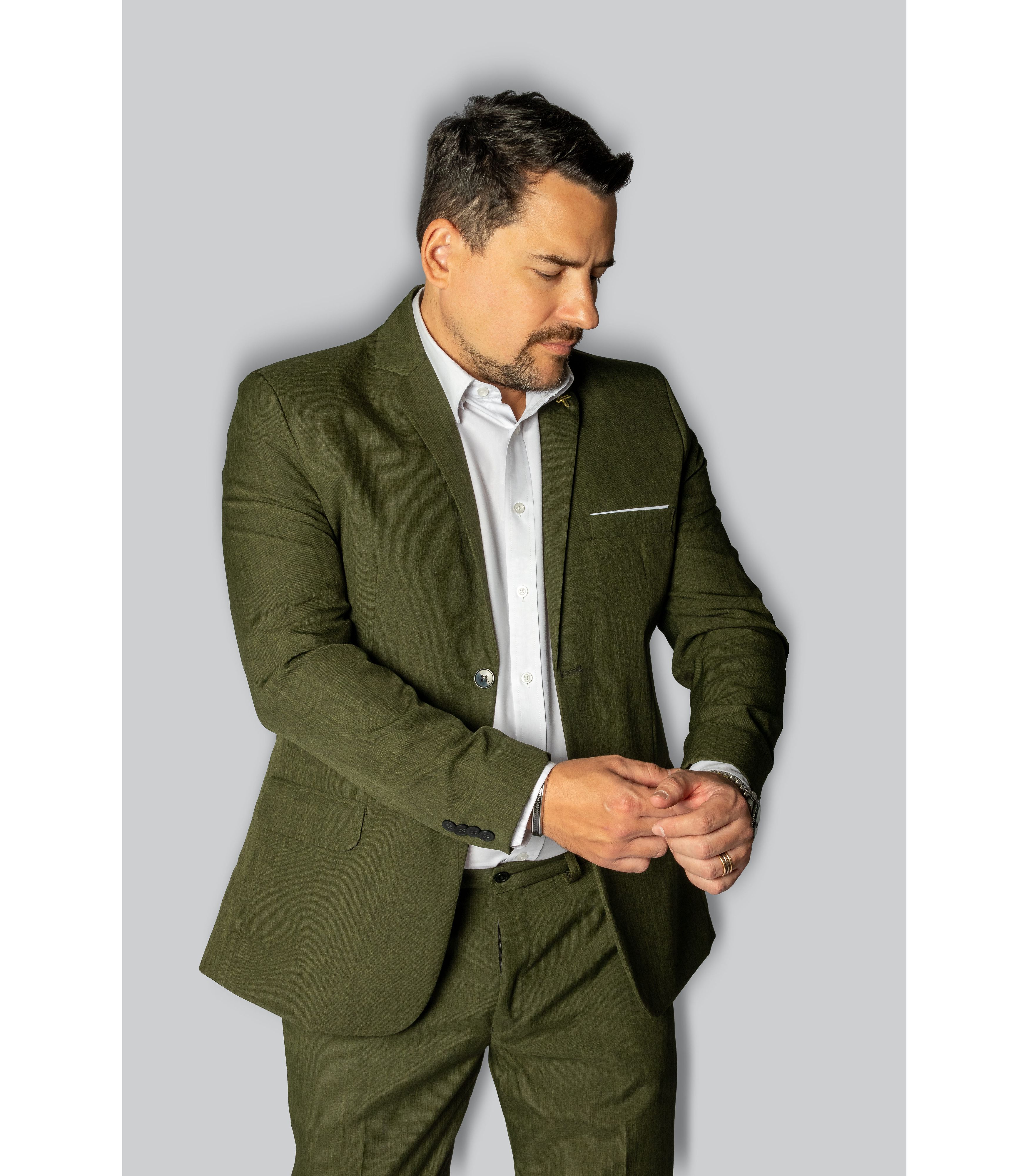 Costume Verde Oliva Em Microfibra - King Ternos - King Ternos