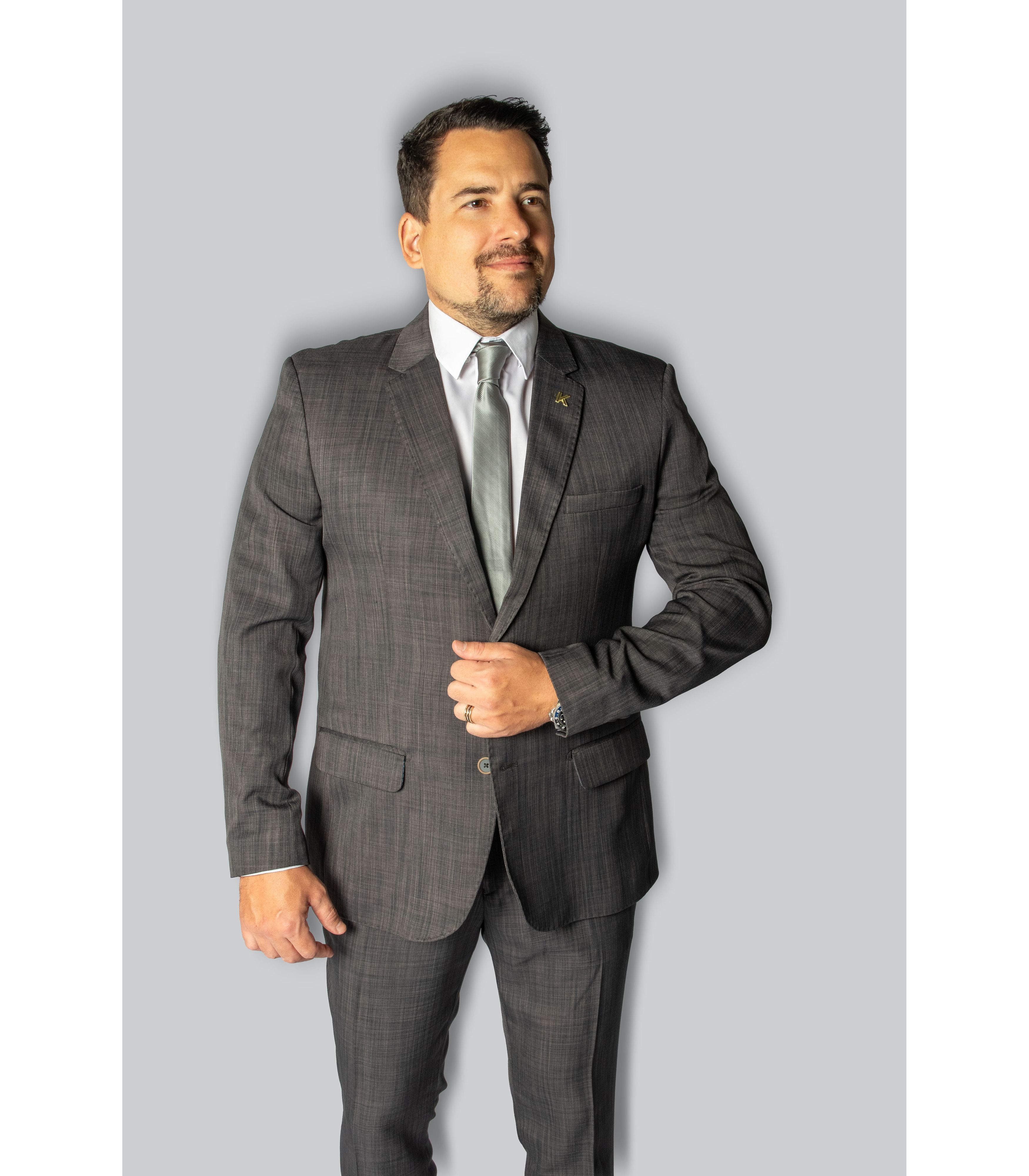 Costume Chumbo Mescla Slim em Poliviscose - King T... - King Ternos