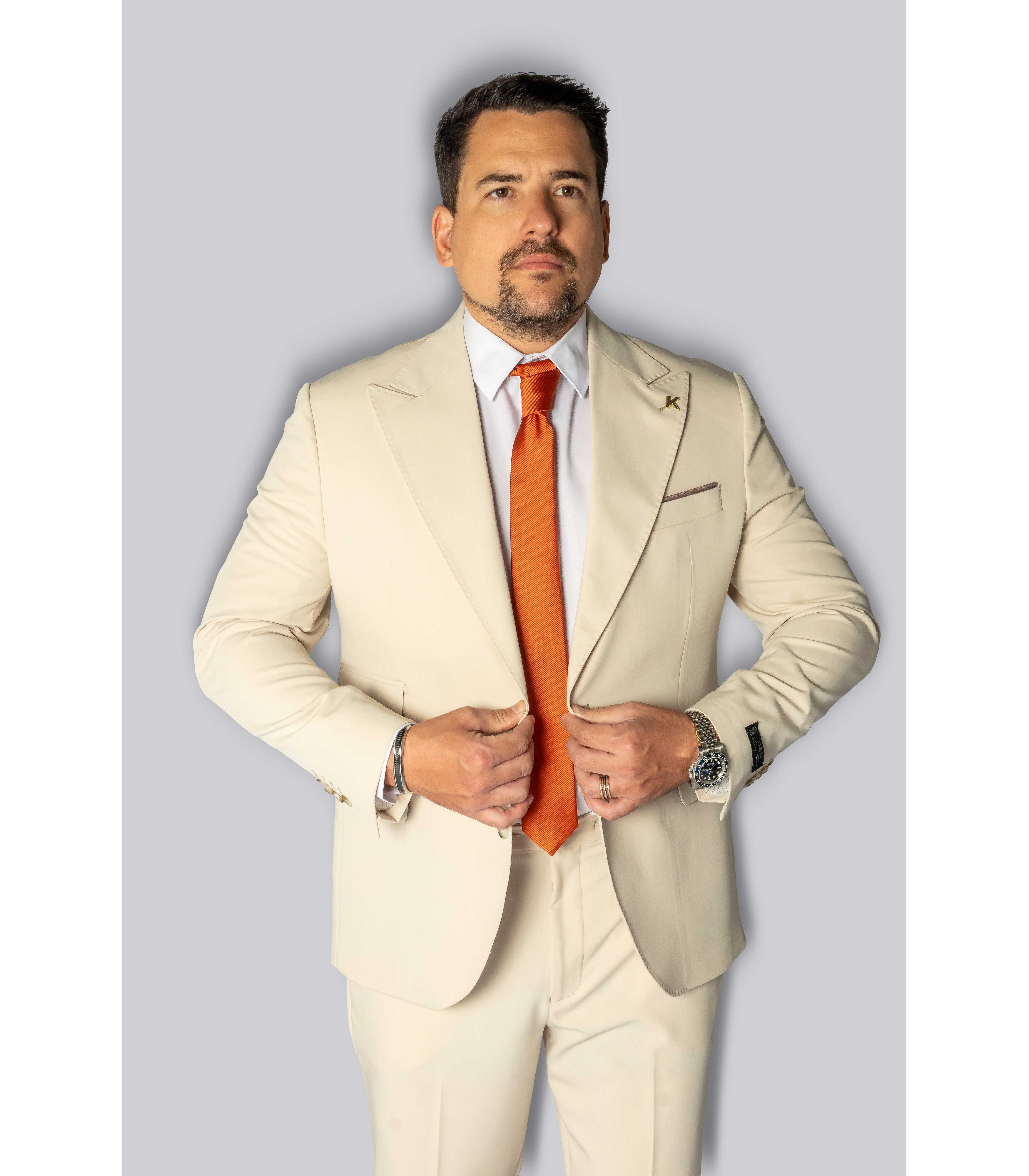 Costume Areia Slim em Poliviscose - Coleção Suíça King Ternos