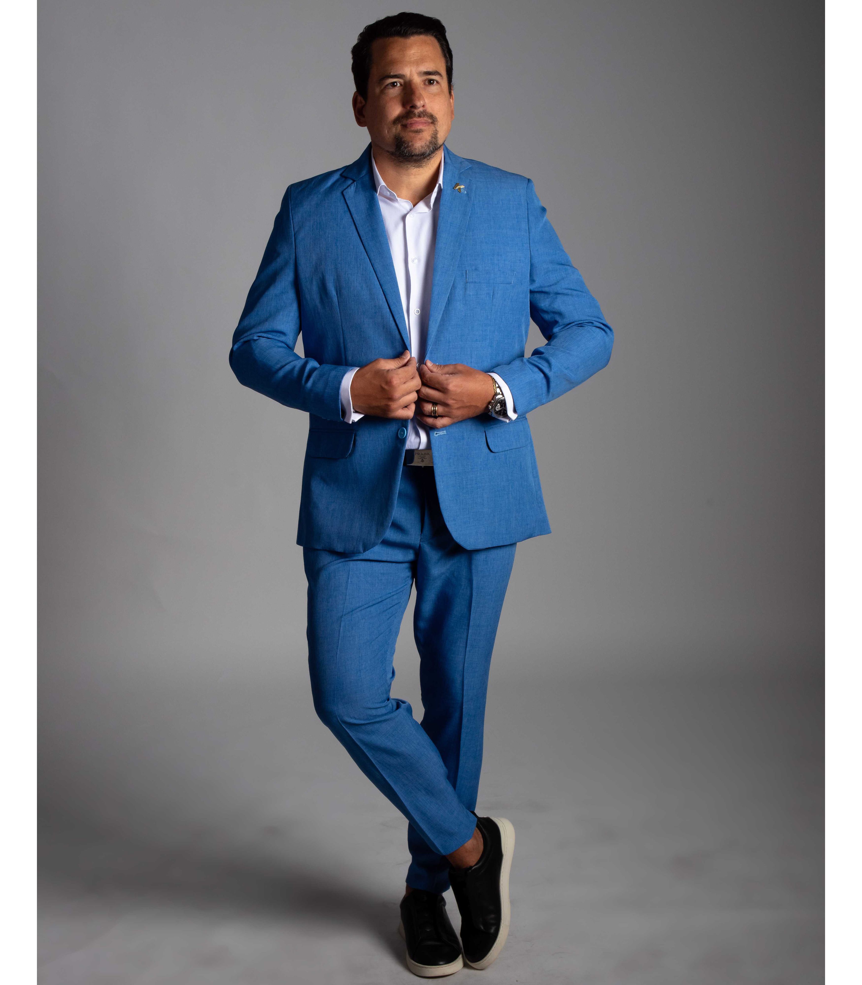 Terno Jeans Lavado Em Microfibra - King Ternos - King Ternos