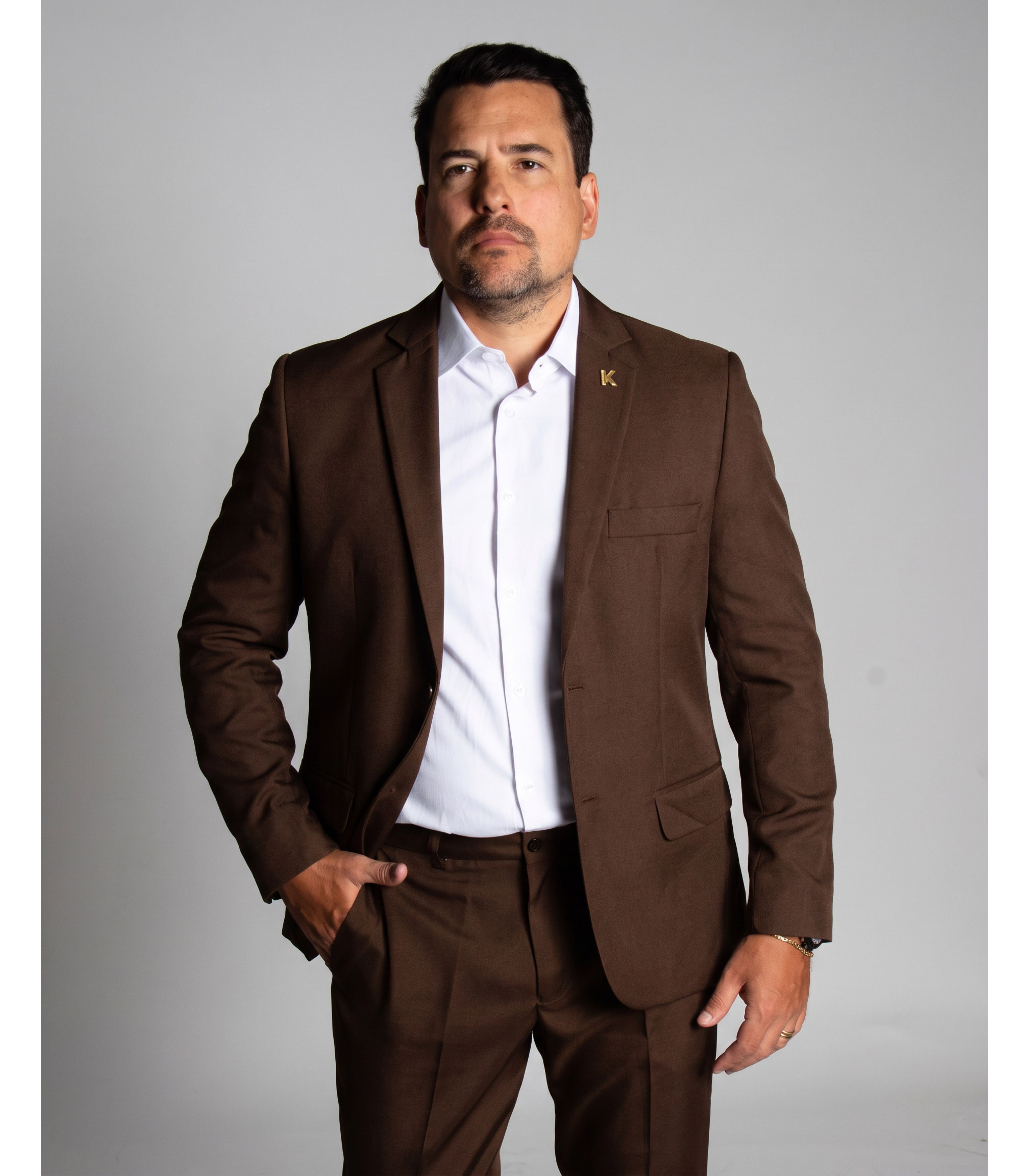 Terno Marrom Slim em Poliéster - King Ternos - King Ternos