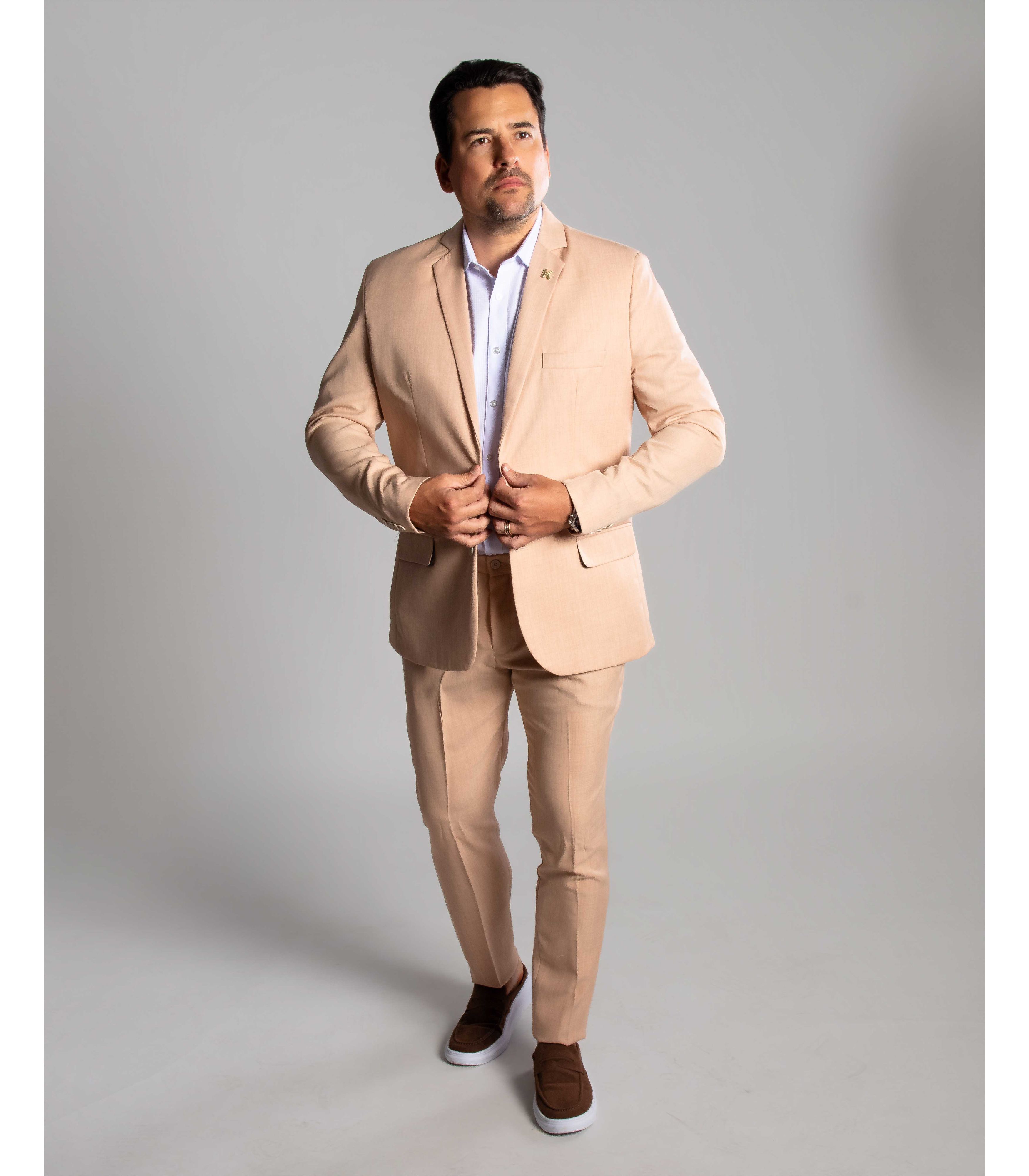 Terno Bege Slim em Poliviscose - Coleção Tropical ... - King Ternos