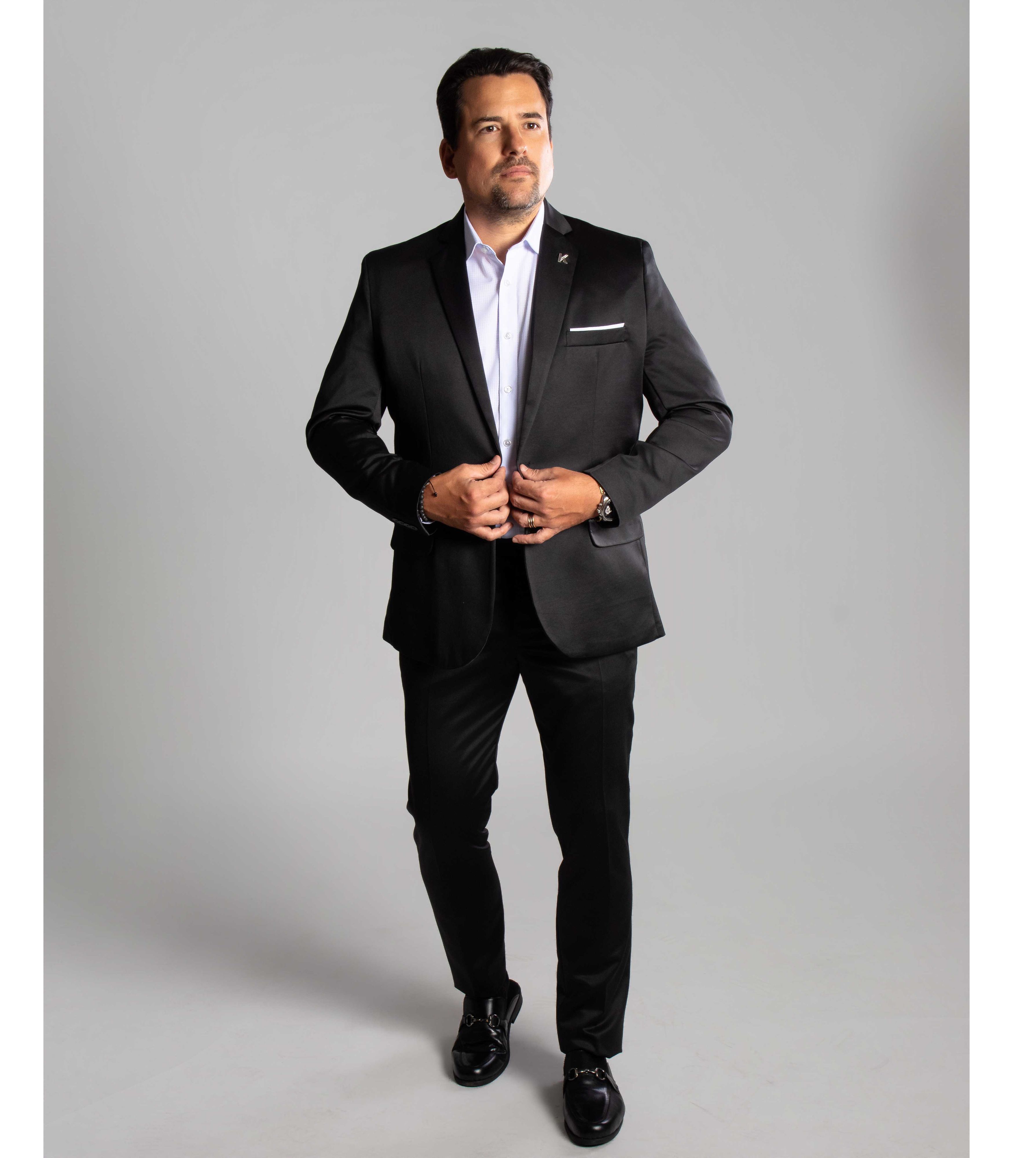 Terno Preto Slim em Poliviscose - Coleção Prada King Ternos