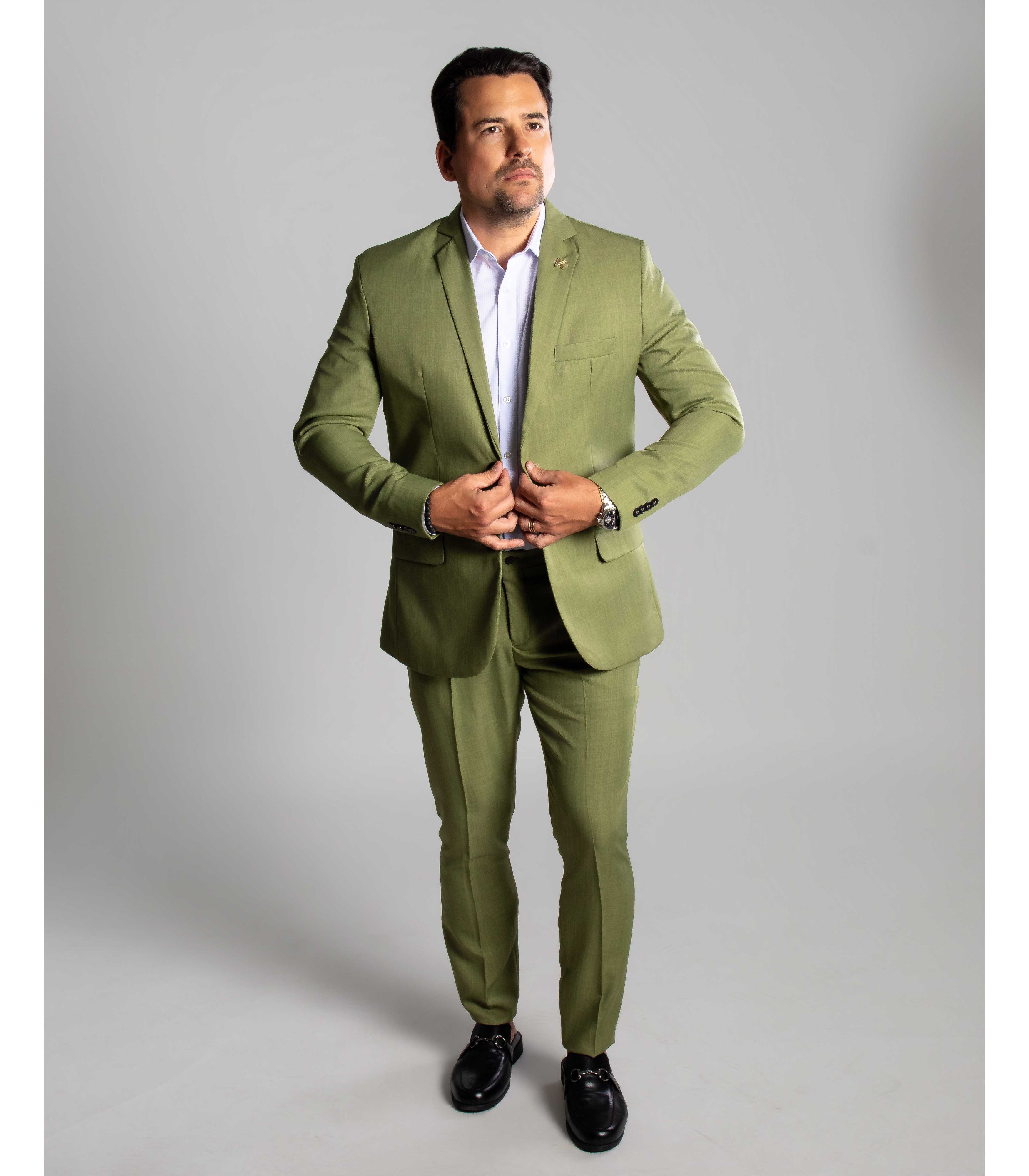 Terno Verde Slim em Poliviscose - Coleção Tropical... - King Ternos