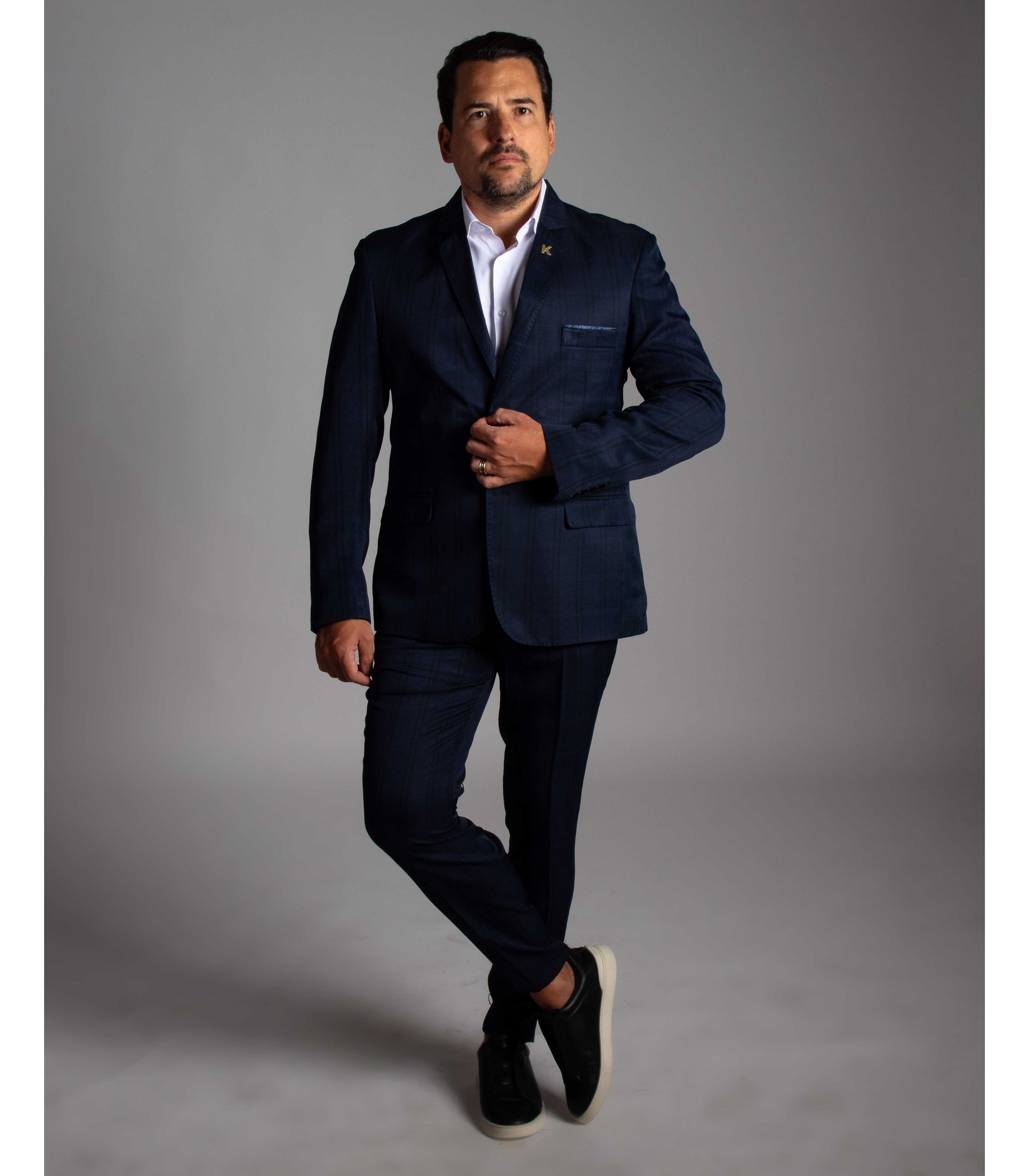 Costume Azul Noite Slim em Poliviscose - Coleção J... - King Ternos