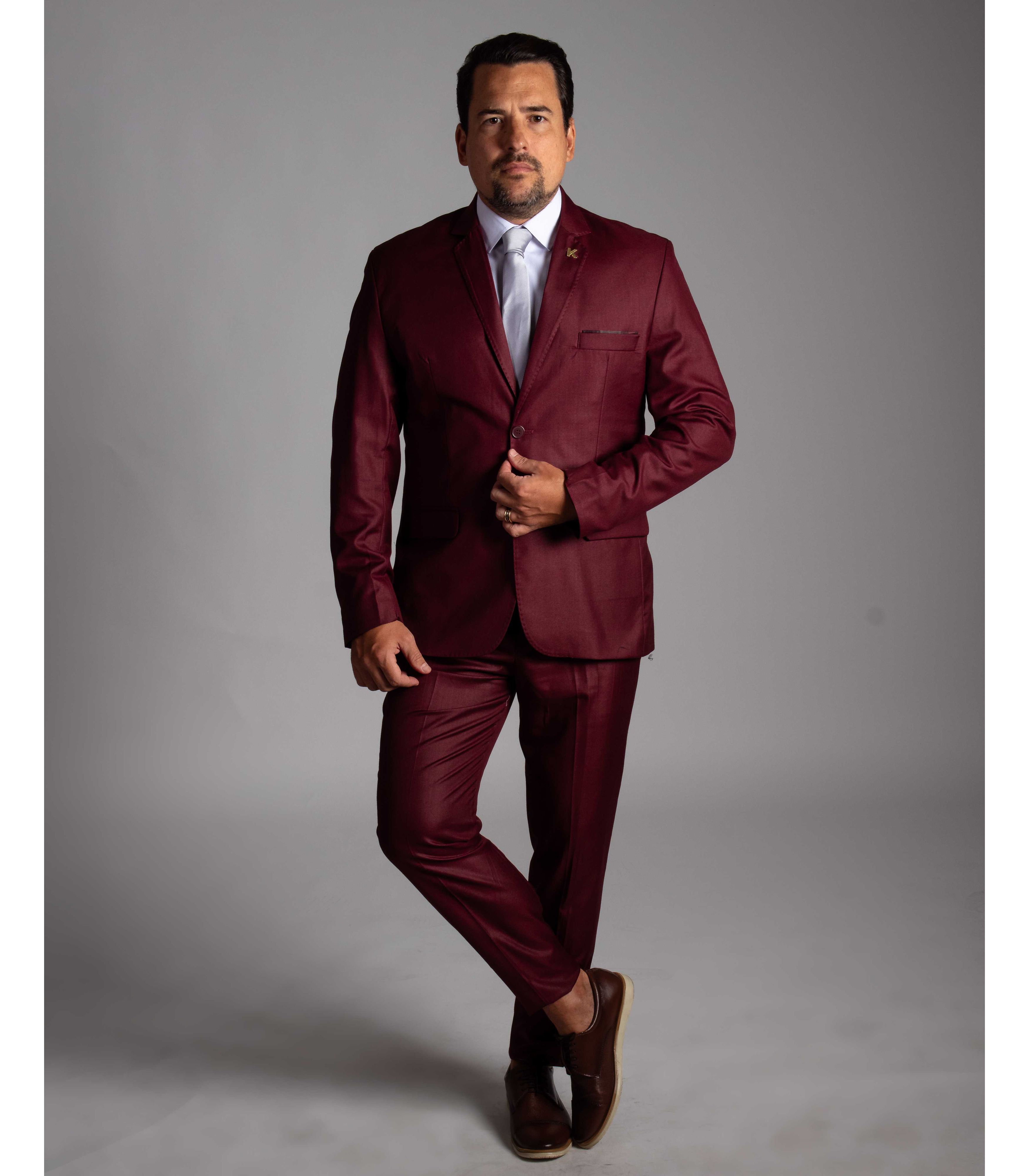 Terno Marsala em Poliviscose - Coleção Tropical Pr... - King Ternos