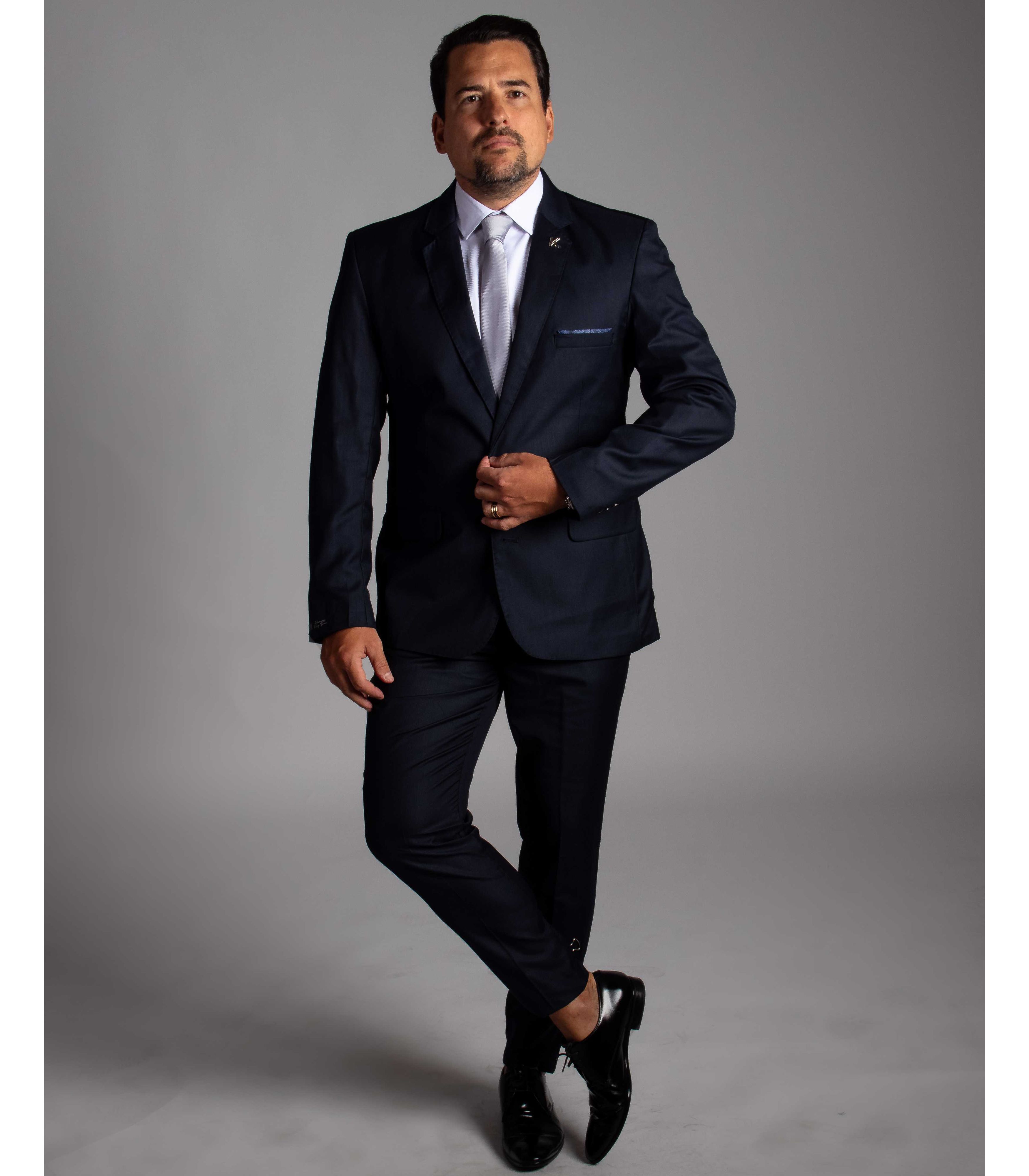 Terno Azul Noite Slim em Poliviscose - Coleção Tro... - King Ternos
