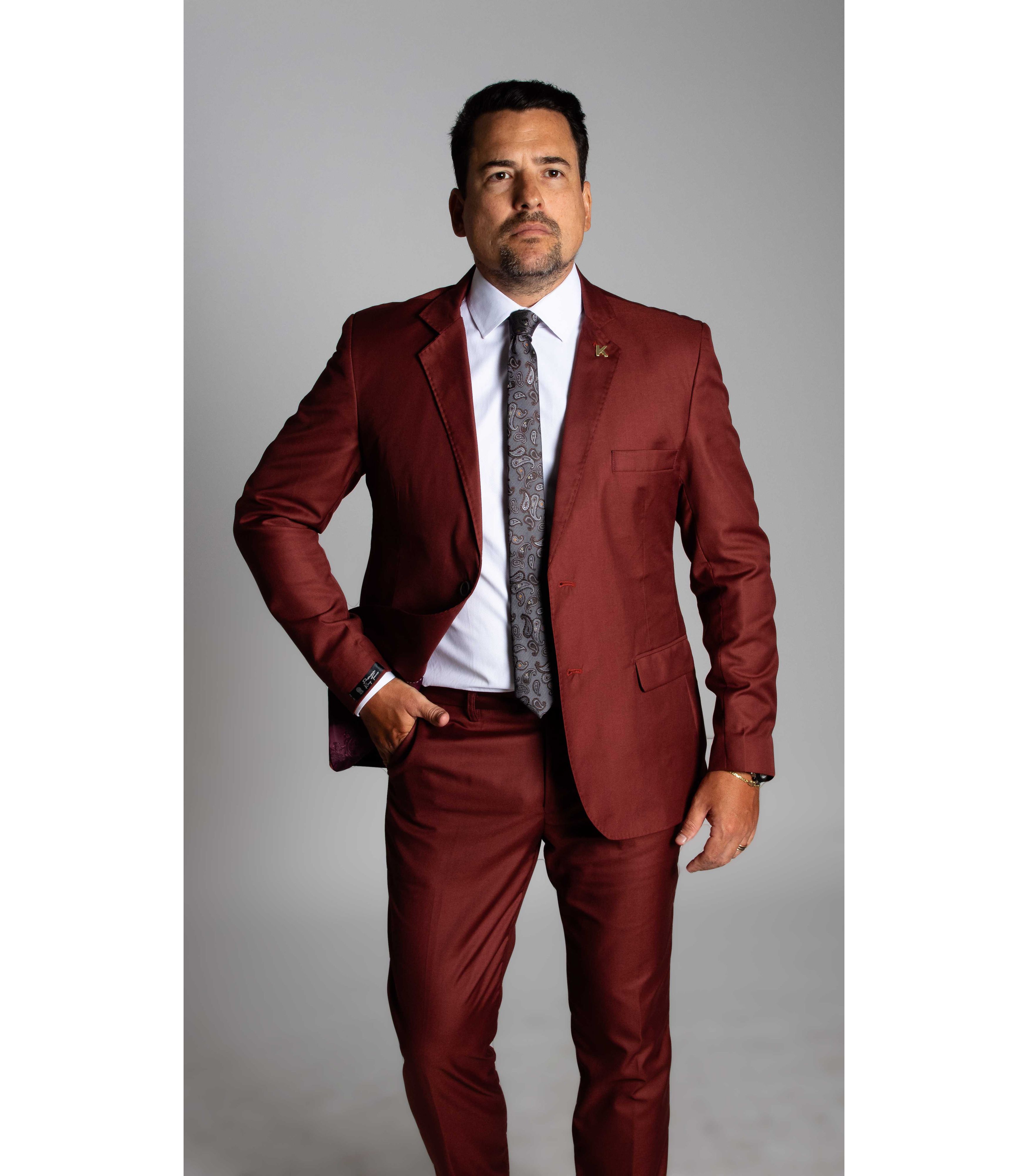 Terno Terracota Slim em Poliviscose - Coleção Trop... - King Ternos