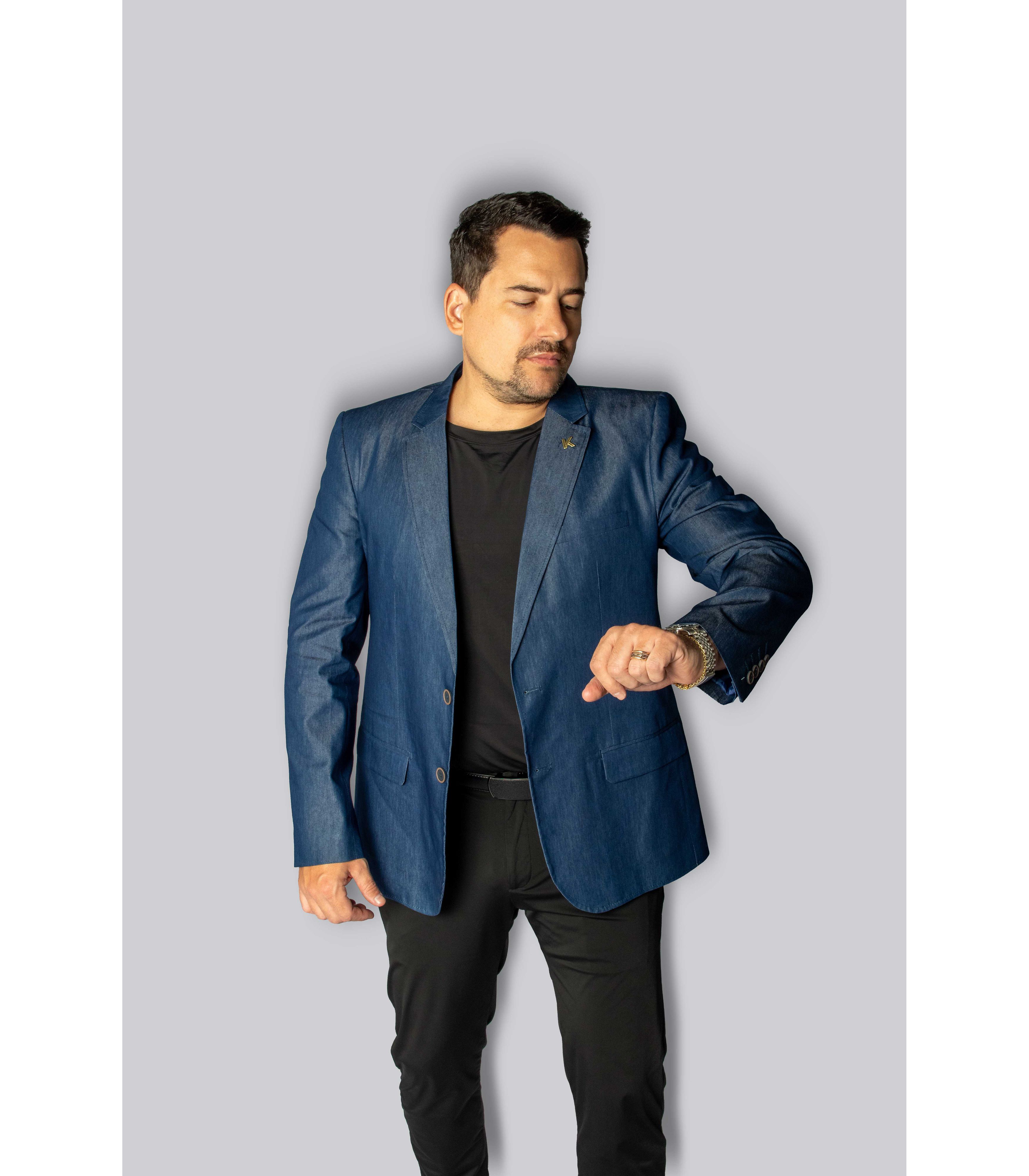 Blazer Veneza Jeans Slim em Poliviscose - King Ternos