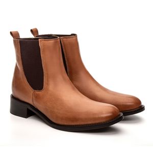 Bota Chelsea Feminina Brunella Couro Whisky