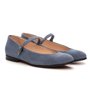 Sapatilha Feminina Domenica Couro Velour Azul Denin