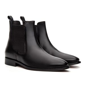 Bota Social Masculina Chelsea Torino em Couro Preta