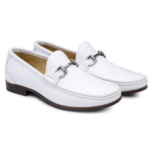 Mocassim Casual Branco GJ01 Solado De Borracha