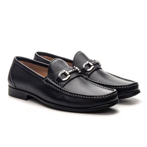 Mocassim Monaco Preto Floater Solado De Borracha