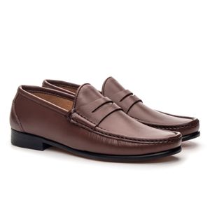 Mocassim Masculino Giacomo Capuccino Solado De Couro
