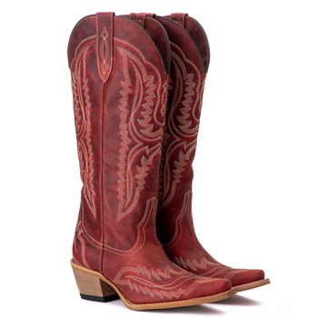 Bota Feminina Texana Tucson - Couro Fóssil Vermelh... - Tucson Boots