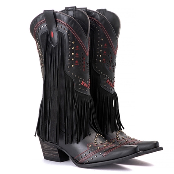Bota Feminina Texana Tucson - Couro Preto - Solado... - Tucson Boots