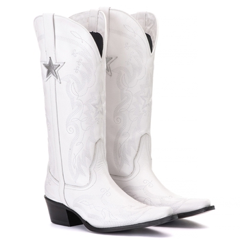 Bota Feminina Texana Tucson - Couro Branco- Solado... - Tucson Boots