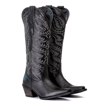 Bota Feminina Texana Tucson - Couro Preto -Solado ... - Tucson Boots