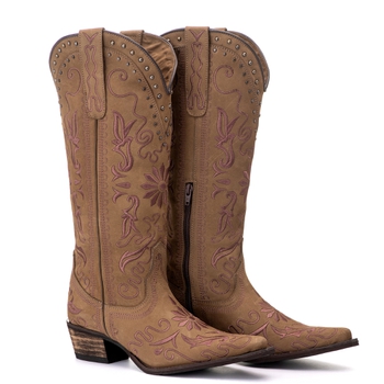 Bota Feminina Texana Tucson - Couro Camurça Caqui ... - Tucson Boots