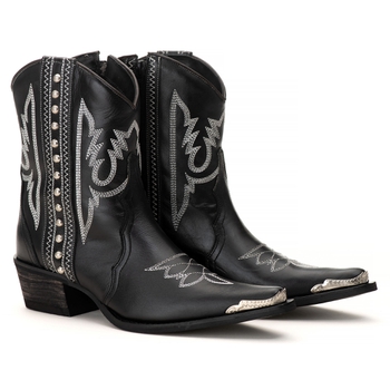 Bota Texana Feminina Tucson - Couro Preto- Solado ... - Tucson Boots