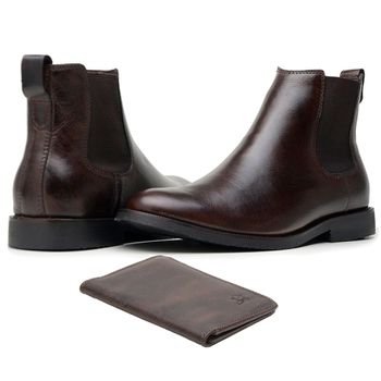  BOTA CHELSEA ANATÔMICA COURO LATEGO PREMIUM CAFÉ + CARTEIRA RÚSTICO CAFÉ - Xucrão Boots | Botas e Botinas Country Premium