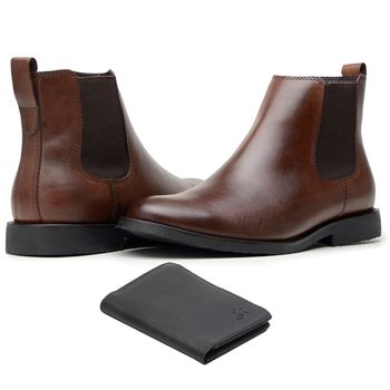  BOTA CHELSEA ANATÔMICA COURO LATEGO PREMIUM WHISKY + CARTEIRA RÚSTICO PRETO - Xucrão Boots | Botas e Botinas Country Premium