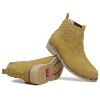  botina Vira Francesa em Couro abufalado nobuk amarelo - Xucrão Boots | Botas e Botinas Country Premium